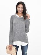 Banana Republic Mixed Stitch High/low Sweater Pullover Size L Petite - Silver