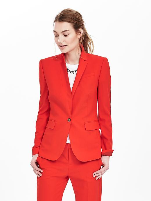 Banana Republic Lightweight Wool Red Blazer Size 10 Petite - Red Glow