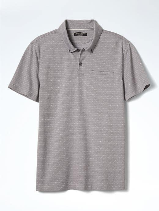 Banana Republic Mens Slim Luxe Touch Jacquard Polo - Gray Texture