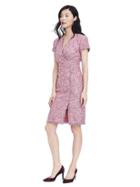 Banana Republic Womens Fringe Pink Tweed Drape Front Dress - Medium Pink