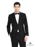 Banana Republic Mens Standard Monogram Black Wool Tuxedo Jacket Black Size 44