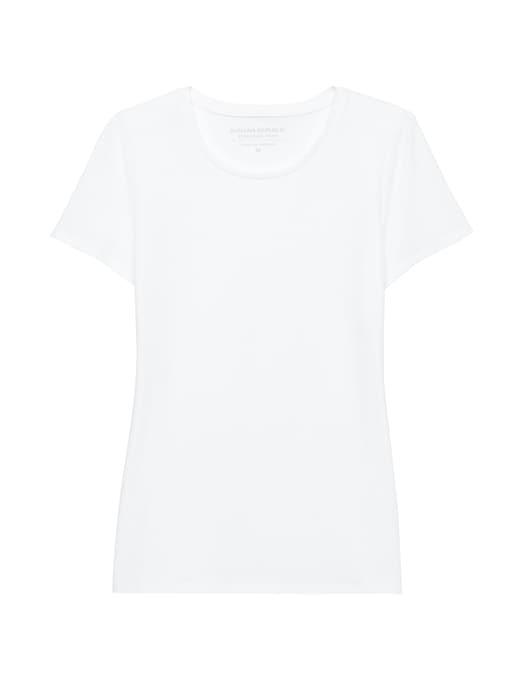 Banana Republic Womens Stretch Cotton-modal Fitted Crew-neck T-shirt White Size L