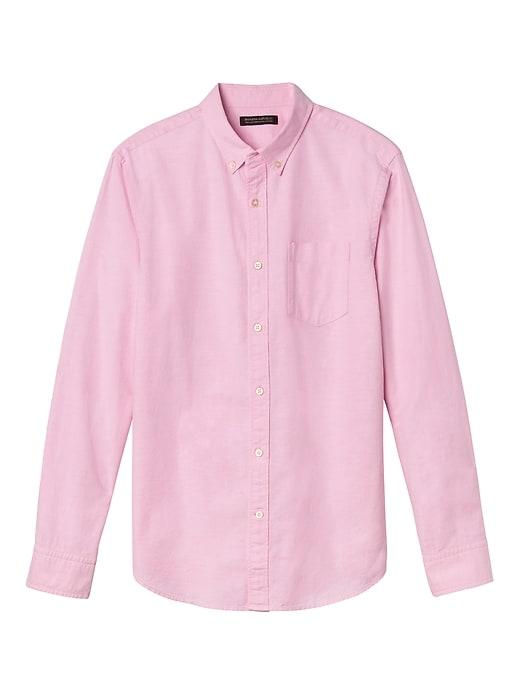 Banana Republic Mens Camden Standard-fit 100% Cotton Oxford Shirt Pink Mist Size L