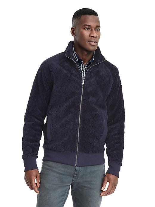 Banana Republic Mens Sherpa Fullzip Jacket - Navy