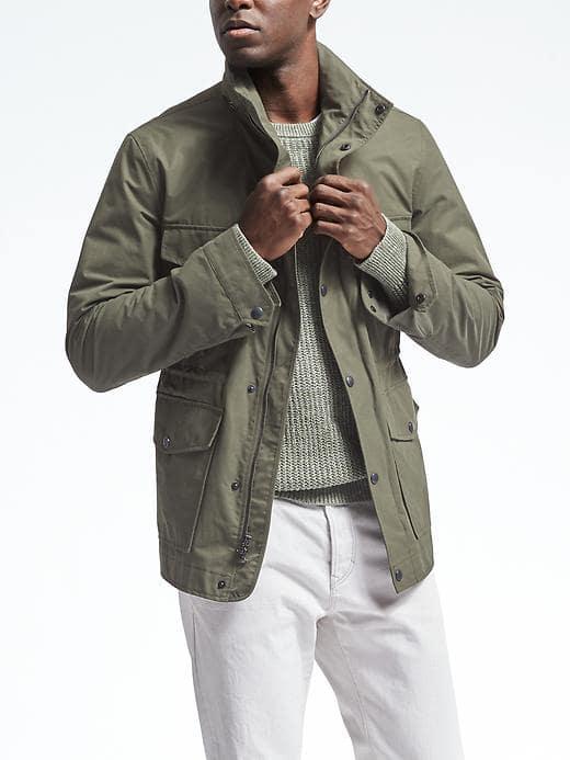 Banana Republic Mens Four Pocket Military Jacket - Olive