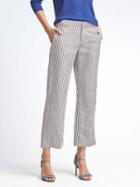 Banana Republic Womens Logan Fit Stripe Linen Blend Crop Pant - White/blue