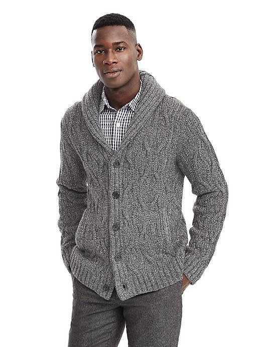 Banana Republic Mens Modern Cable Shawl Size Xl Tall - Urban Gray