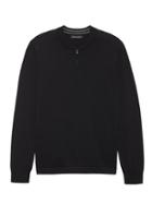 Banana Republic Mens Premium Cotton Cashmere Half-zip Bomber Sweater Black Size M