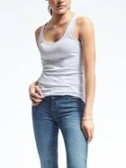 Banana Republic Womens Essential Ribbed Solid Tank - White