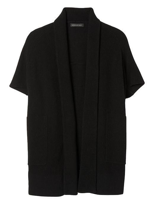 Banana Republic Womens Wool Blend Open Front Poncho - Black