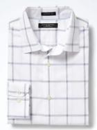 Banana Republic Mens Camden Fit Non Iron Grid Shirt - Bark Brown Global