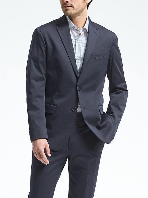 Banana Republic Mens Standard Fit Stretch Cotton Suit Jacket - Navy
