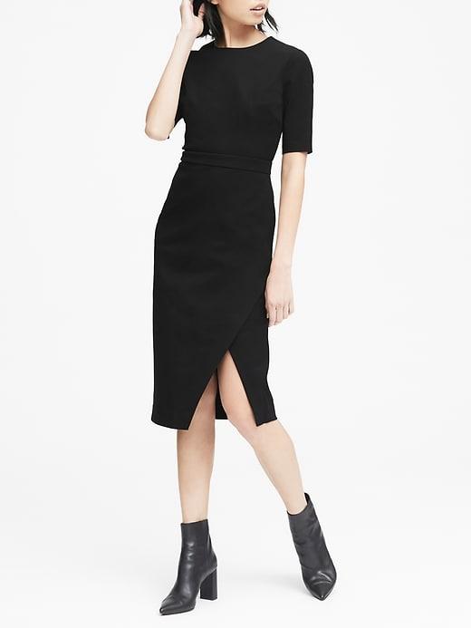Banana Republic Womens Bi-stretch Short-sleeve Sheath Dress Black Size 0