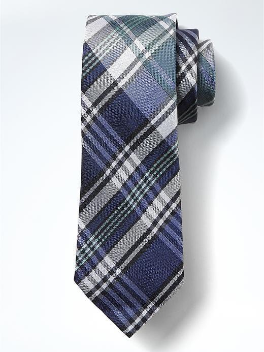 Banana Republic Vintage Plaid Silk Tie - Cascade Blue