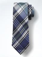 Banana Republic Vintage Plaid Silk Tie - Cascade Blue