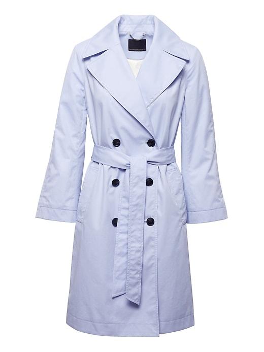 Banana Republic Womens Petite Water-resistant Modern Trench Coat Light Blue Size L