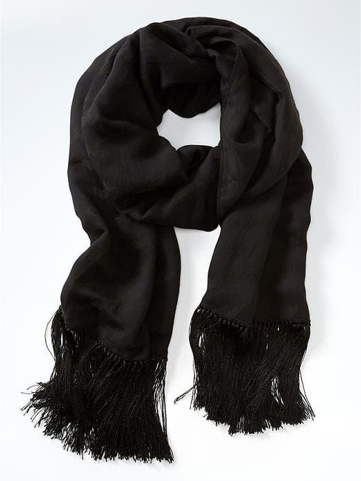 Banana Republic Jacquard Fringe Scarf - Black