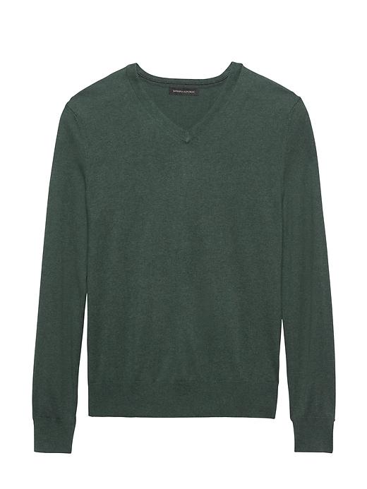 Banana Republic Mens Silk Cotton Cashmere V-neck Sweater Spa Green Size Xxs