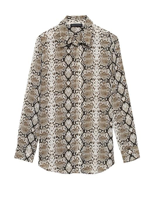 Banana Republic Petite Dillon Classic-fit Snake Print Shirt