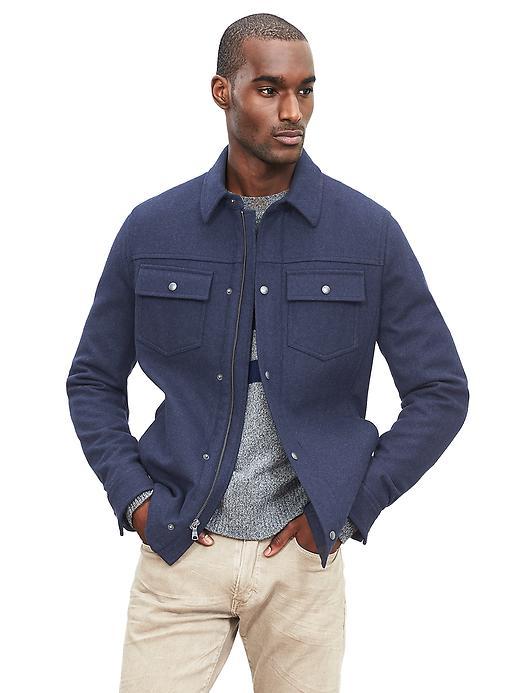 Banana Republic Mens Wool Blend Shirt Jacket Size L Tall - Navy Heather