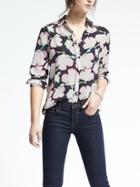 Banana Republic Dillon Fit Floral Print Shirt - Navy