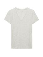 Banana Republic Womens Stretch Cotton-modal Fitted V-neck T-shirt Heather Light Gray Size M