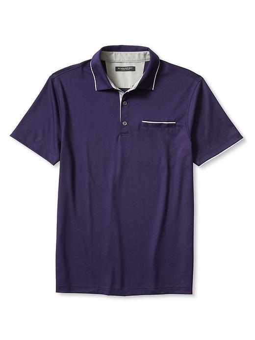 Banana Republic Mens Luxe Touch Piped Polo Size L - Purple Masquerade