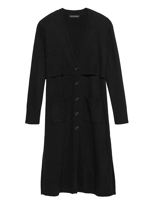 Banana Republic Womens Japan Online Exclusive Layered Duster Cardigan Sweater Black Size Xs