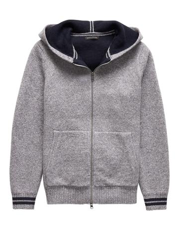 Banana Republic Mens Airspun Full-zip Sweater Hoodie Steel Gray Size L