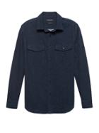 Banana Republic Mens Slim Flannel Shirt Jacket Navy Blue Size Xxl