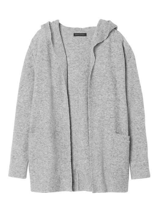 Banana Republic Womens Aire Hooded Open Cardigan - Heather Gray