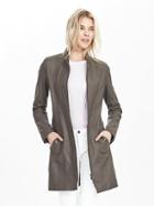 Banana Republic Womens Gray Leather Long Coat Size L - Smoking Gray