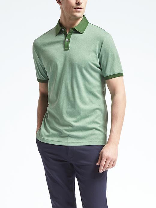 Banana Republic Slim Luxury Touch Heathered Polo - Green