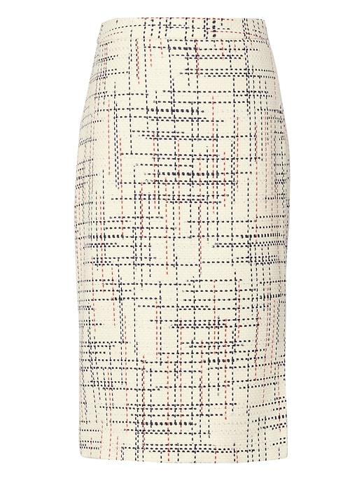 Banana Republic Womens Italian Tweed Pencil Skirt With Side Slit Alabaster Size 10