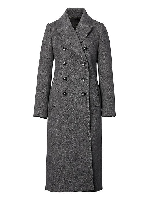 Banana Republic Womens Herringbone Italian Wool-blend Coat Dark Gray Size S