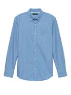 Banana Republic Mens Grant Slim-fit Chambray Print Shirt Dark Denim Size M