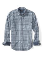 Banana Republic Mens Grant Fit Check Custom 078 Wash Shirt - Riptide Blue