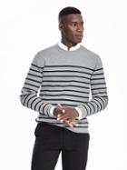 Banana Republic Mens Milano Stripe Crew Pullover Size L Tall - Asphalt 1
