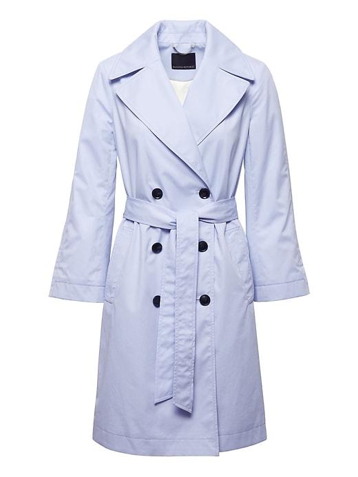 Banana Republic Womens Water-resistant Modern Trench Coat Light Blue Size S
