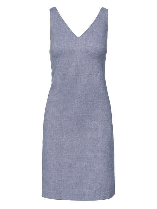 Banana Republic Womens Herringbone Paneled Sheath Dress - Blue Herringbone