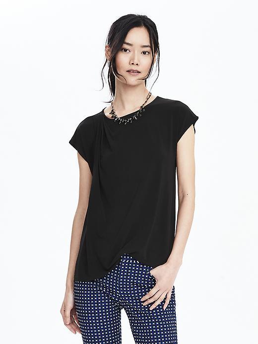 Banana Republic Drape Shoulder Top Size L - Black