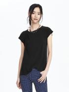 Banana Republic Drape Shoulder Top Size L - Black