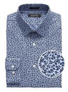 Banana Republic Mens Grant Slim-fit Non-iron Floral Dress Shirt Wedgewood Blue Size S