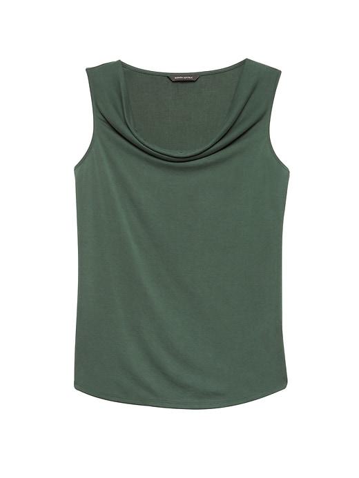 Banana Republic Womens Sandwashed Modal Blend Cowl-neck Top Forest Green Size M