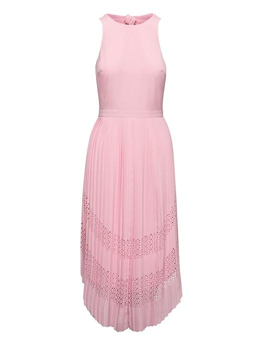 Banana Republic Womens Laser-cut Curved-hem Midi Dress Pink Cloud Size 0