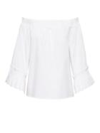 Banana Republic Womens Off-the-shoulder Full-sleeve Top White Size L