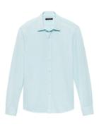 Banana Republic Mens Grant Slim-fit Grid Performance Knit Shirt Larimar Blue Size Xxs