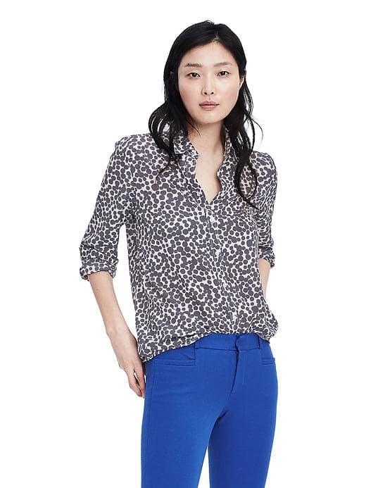 Banana Republic Womens Dillon Fit Long Sleeve Blouse - Blue Print