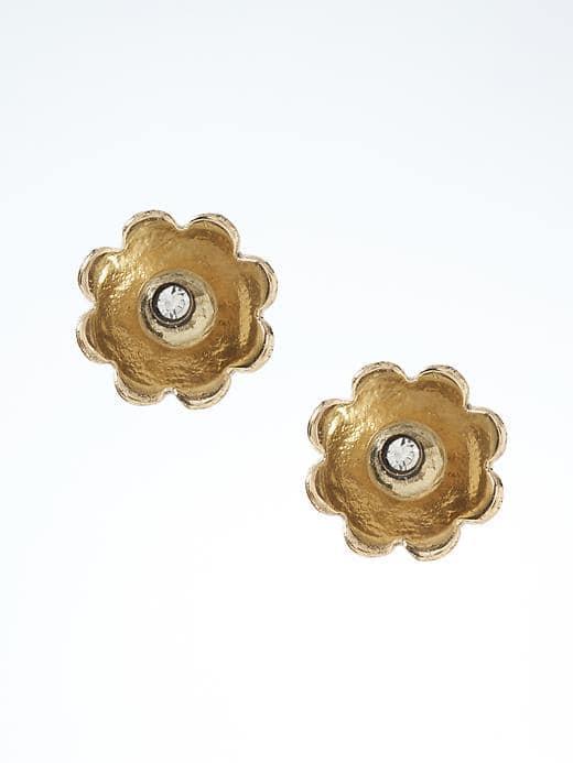 Banana Republic Womens Dainty Floral Stud Earring - Gold