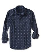 Banana Republic Mens Grant Fit Print Cotton Shirt Size L - Navy Star